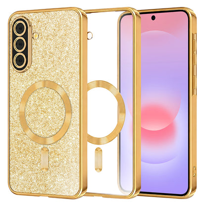 Coque MagSafe pour Samsung Galaxy A37 5G, Techsuit, Luxury Glitter, Dorée