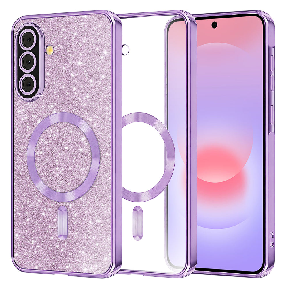 Coque MagSafe pour Samsung Galaxy A37 5G, Techsuit, Luxury Glitter, Violet Clair
