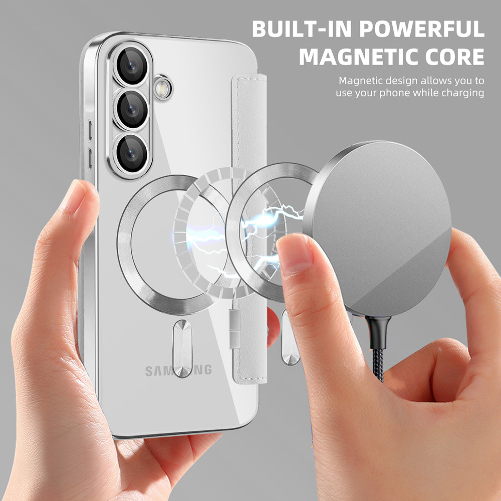 Étui MagSafe pour Samsung Galaxy A37 5G, Techsuit, SmartMag Book, Gris