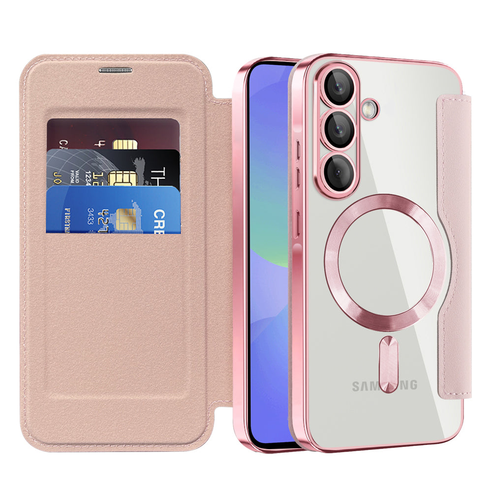Étui MagSafe pour Samsung Galaxy A37 5G, Techsuit, SmartMag Book, Rose