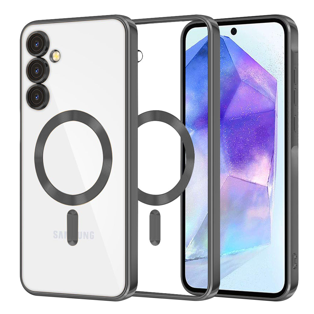 Coque MagSafe pour Samsung Galaxy A55 5G A556, Techsuit, Luxury Crystal, Noire