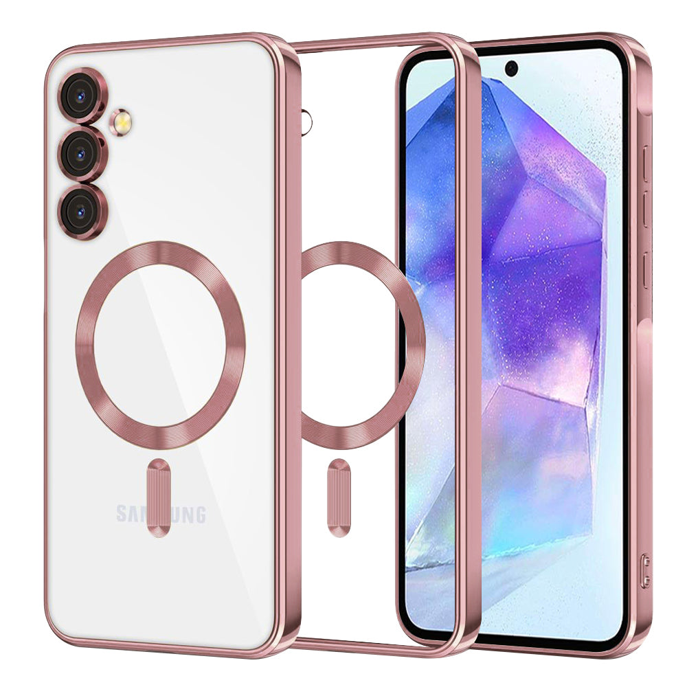 Coque MagSafe pour Samsung Galaxy A55 5G A556, Techsuit, Luxury Crystal, Rose