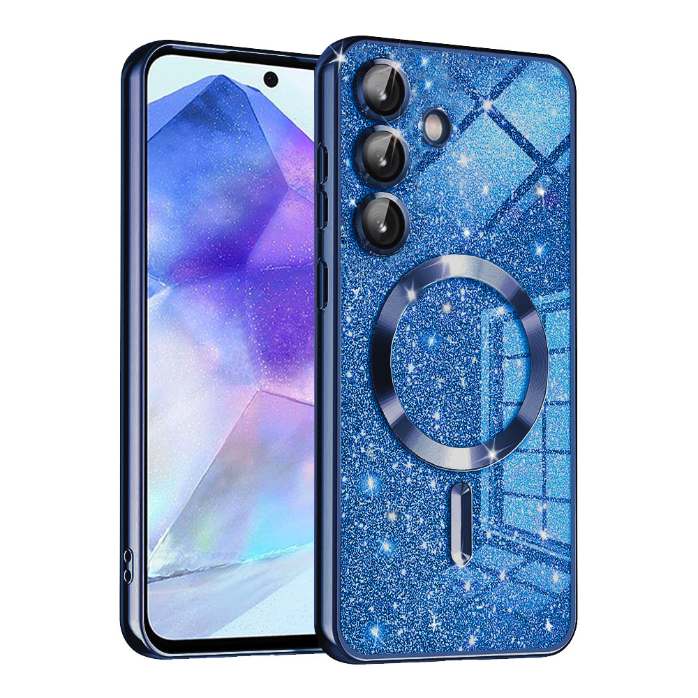 MagSafe Case for Samsung Galaxy A55 5G A556, Techsuit, Luxury Glitter, Dark Blue