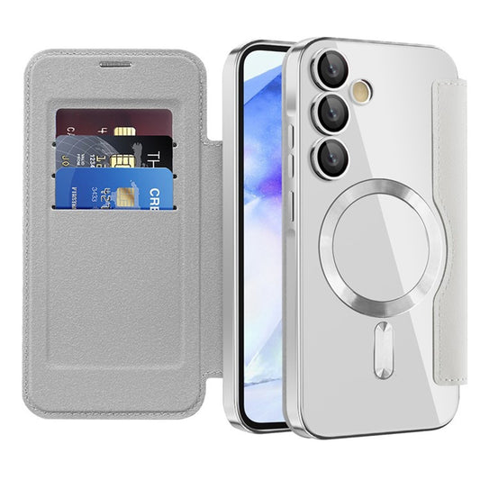 Coque MagSafe pour Samsung Galaxy A55 5G A556, Techsuit, SmartMag Book, Gris