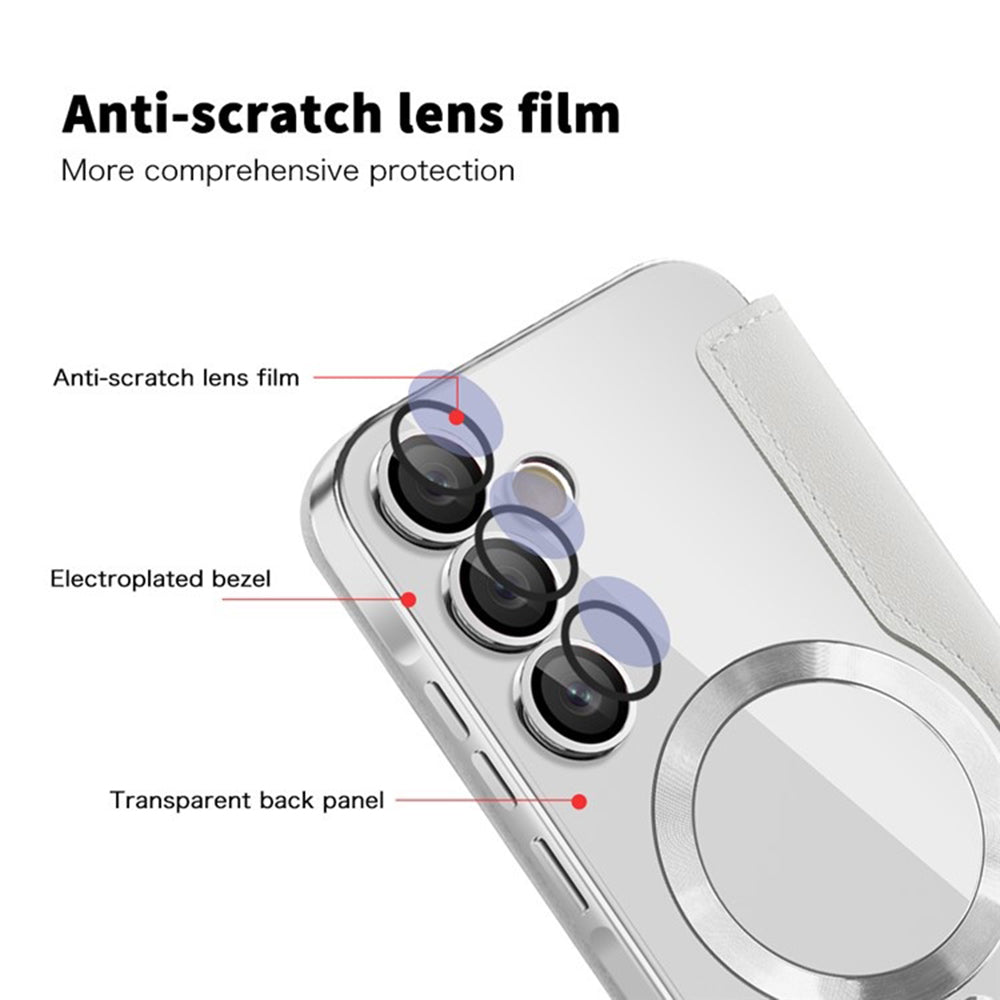 Coque MagSafe pour Samsung Galaxy A55 5G A556, Techsuit, SmartMag Book, Gris