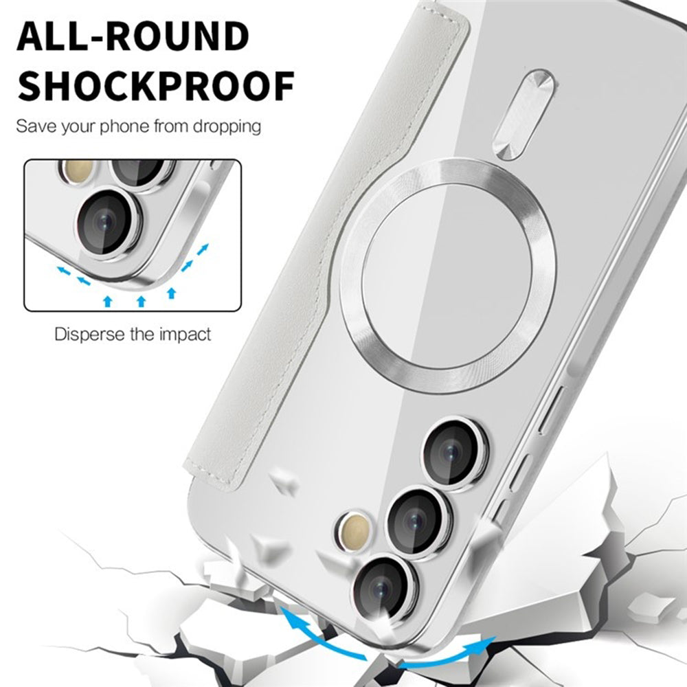 Coque MagSafe pour Samsung Galaxy A55 5G A556, Techsuit, SmartMag Book, Gris