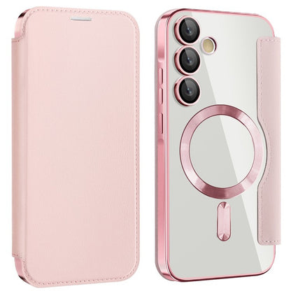 Coque MagSafe pour Samsung Galaxy A55 5G A556, Techsuit, SmartMag Book, Rose