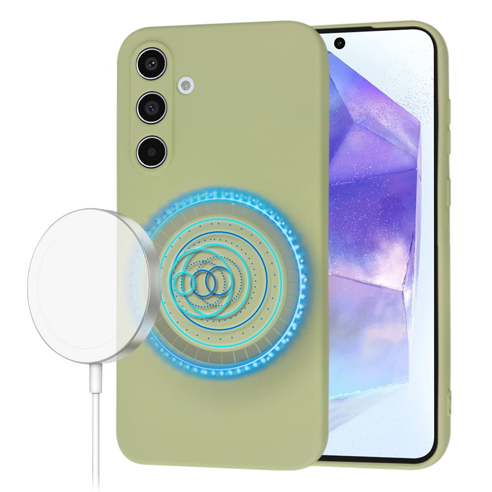 Coque MagSafe pour Samsung Galaxy A55 5G A556, Techsuit, SoftFlex, Matcha