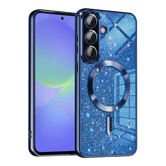 Coque MagSafe pour Samsung Galaxy A56 A566 / A36 A366, Techsuit, Luxury Glitter, Bleu Foncé
