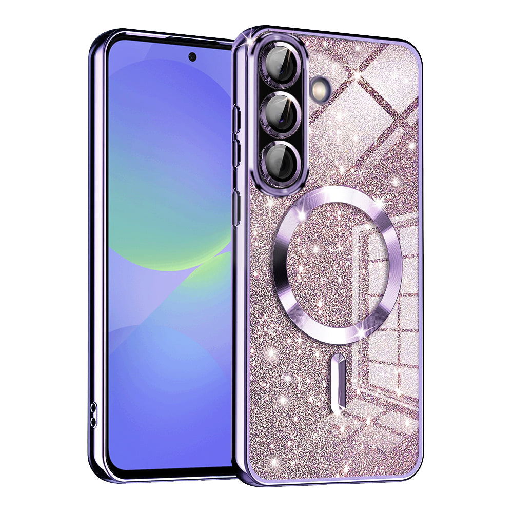 Coque MagSafe pour Samsung Galaxy A56 A566 / A36 A366, Techsuit, Luxury Glitter, Violet Clair