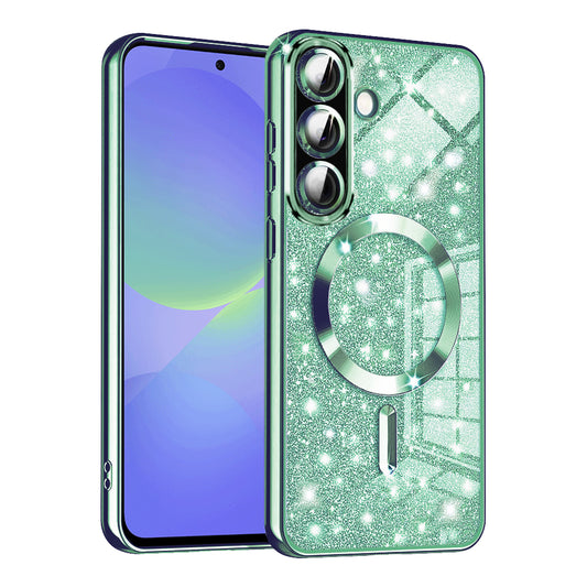 Coque MagSafe pour Samsung Galaxy A56 A566 / A36 A366, Techsuit, Luxury Glitter, Vert Clair