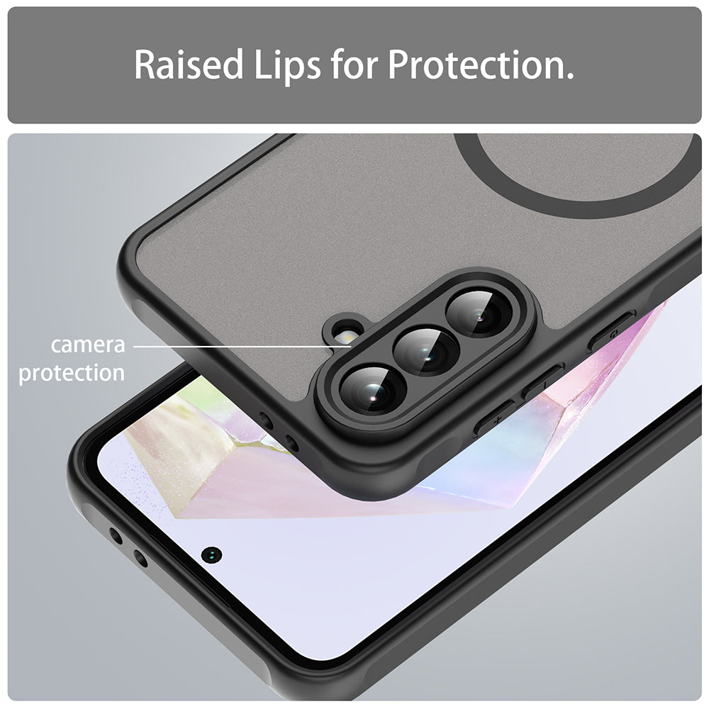 Coque MagSafe pour Samsung Galaxy A56 A566, Techsuit, HaloFrost II, Noire