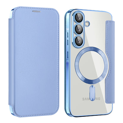Coque MagSafe pour Samsung Galaxy A56 A566, Techsuit, SmartMag Book, Bleu