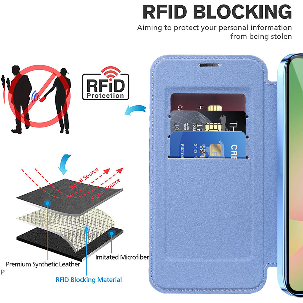 Coque MagSafe pour Samsung Galaxy A56 A566, Techsuit, SmartMag Book, Bleu