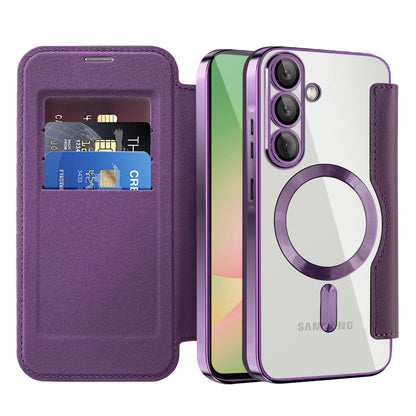Coque MagSafe pour Samsung Galaxy A56 A566, Techsuit, SmartMag Book, Violet