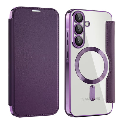 Coque MagSafe pour Samsung Galaxy A56 A566, Techsuit, SmartMag Book, Violet
