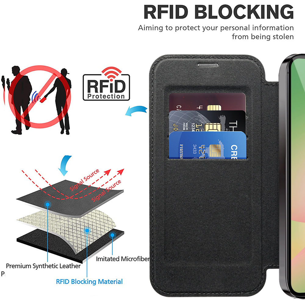 MagSafe Case for Samsung Galaxy A56 A566, Techsuit, SmartMag Book, Black