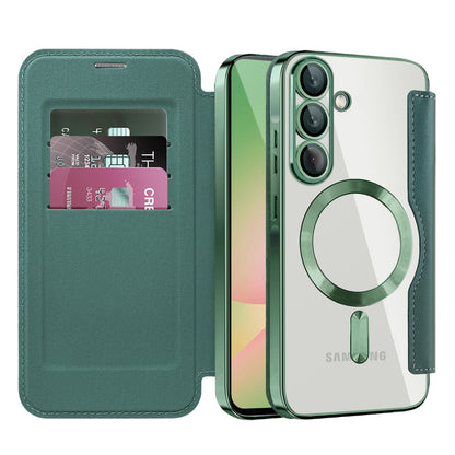 Coque MagSafe pour Samsung Galaxy A56 A566, Techsuit, SmartMag Book, Vert