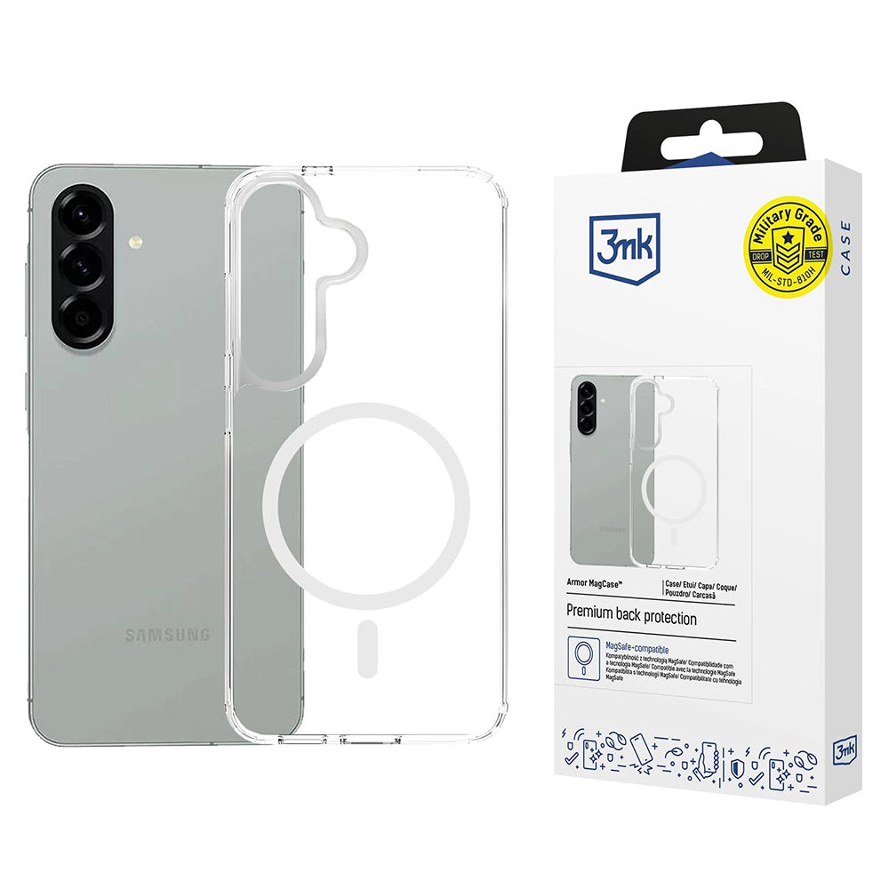 Coque MagSafe pour Samsung Galaxy A57 5G, 3MK, Armor MagCase, Transparente