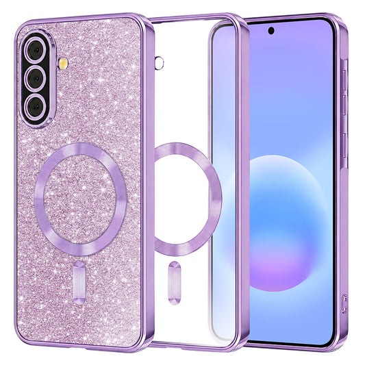 Coque MagSafe pour Samsung Galaxy A57 5G, Techsuit, Luxury Glitter, Violet Clair