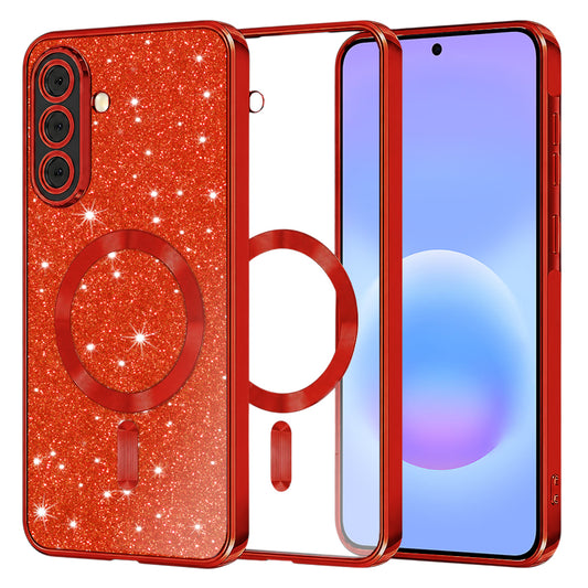 Coque MagSafe pour Samsung Galaxy A57 5G, Techsuit, Luxury Glitter, Rouge