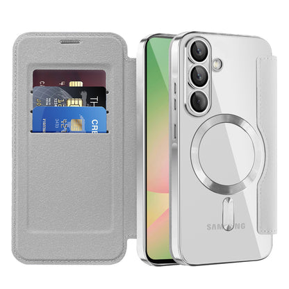 Étui MagSafe pour Samsung Galaxy A57 5G, Techsuit, SmartMag Book, Gris