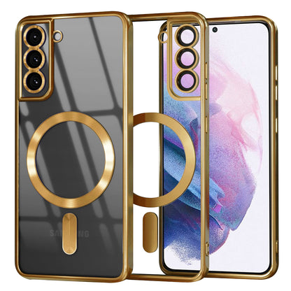 Coque MagSafe pour Samsung Galaxy S21+ 5G G996, Techsuit, Luxury Crystal, Dorée