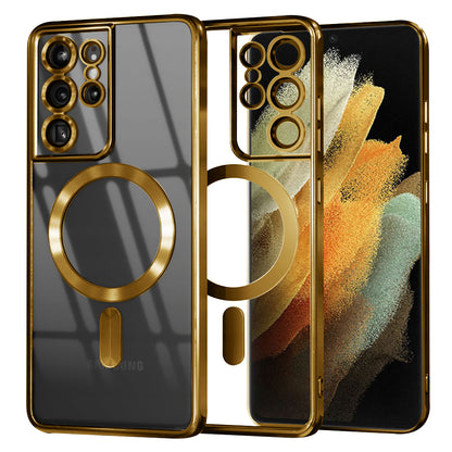 Coque MagSafe pour Samsung Galaxy S21 Ultra 5G G998, Techsuit, Luxury Crystal, Dorée