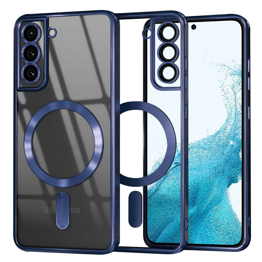Coque MagSafe pour Samsung Galaxy S22 5G S901, Techsuit, Luxury Crystal, Bleu Foncé