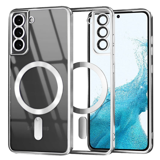 Coque MagSafe pour Samsung Galaxy S22 5G S901, Techsuit, Luxury Crystal, Argentée