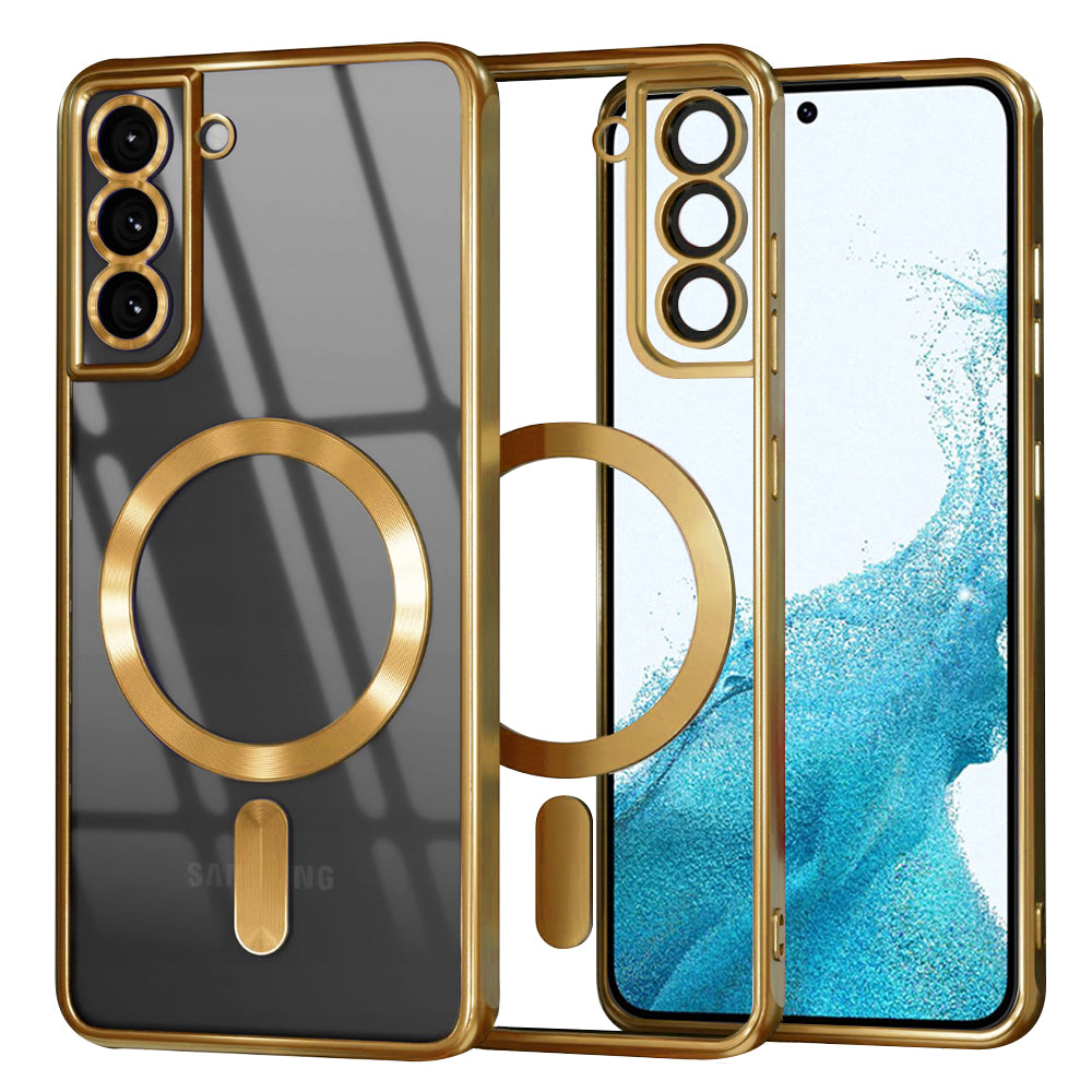 Coque MagSafe pour Samsung Galaxy S22 5G S901, Techsuit, Luxury Crystal, Dorée