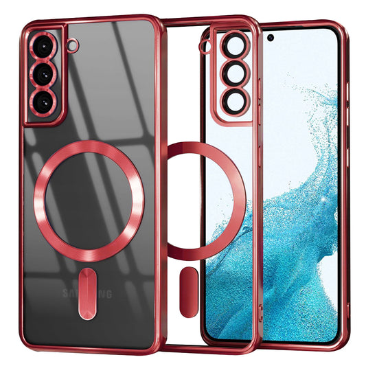 Coque MagSafe pour Samsung Galaxy S22 5G S901, Techsuit, Luxury Crystal, Rouge