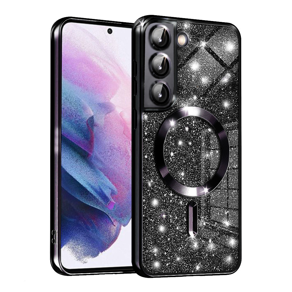 Coque MagSafe pour Samsung Galaxy S22 5G S901, Techsuit, Luxury Glitter, Noire