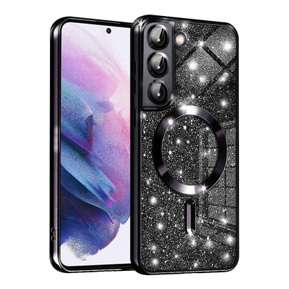 Coque MagSafe pour Samsung Galaxy S22 5G S901, Techsuit, Luxury Glitter, Noire