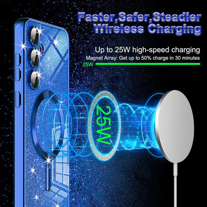 Coque MagSafe pour Samsung Galaxy S22 5G S901, Techsuit, Luxury Glitter, Noire