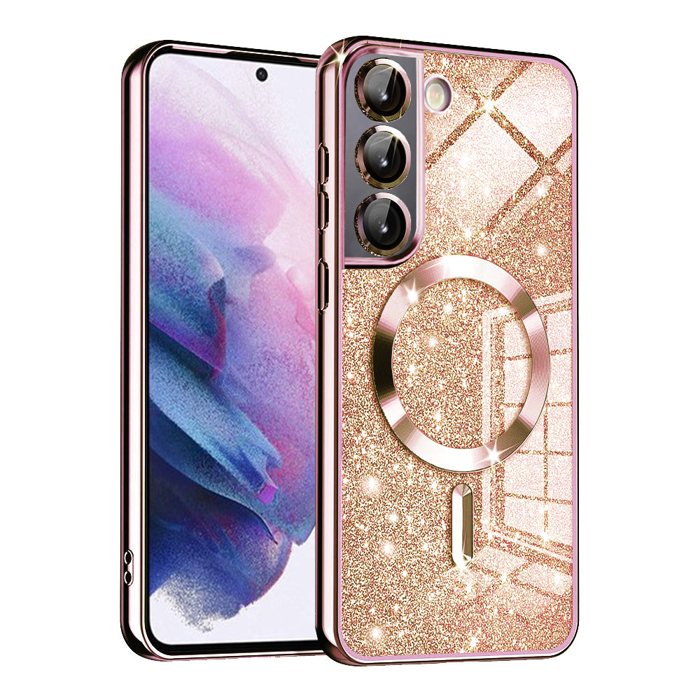 MagSafe Case for Samsung Galaxy S22 5G S901, Techsuit, Luxury Glitter, Rose Gold