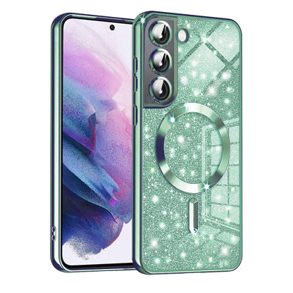 Coque MagSafe pour Samsung Galaxy S22 5G S901, Techsuit, Luxury Glitter, Vert Clair