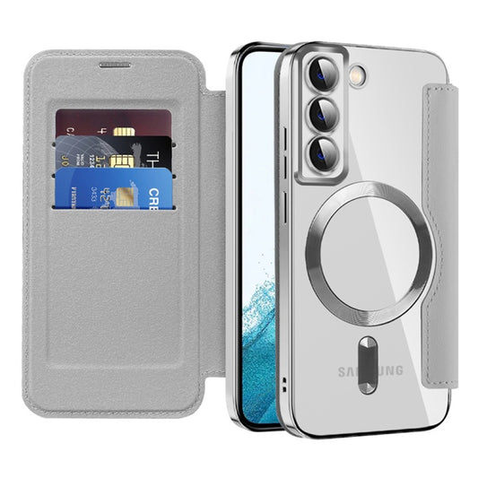 Coque MagSafe pour Samsung Galaxy S22 5G S901, Techsuit, SmartMag Book, Gris