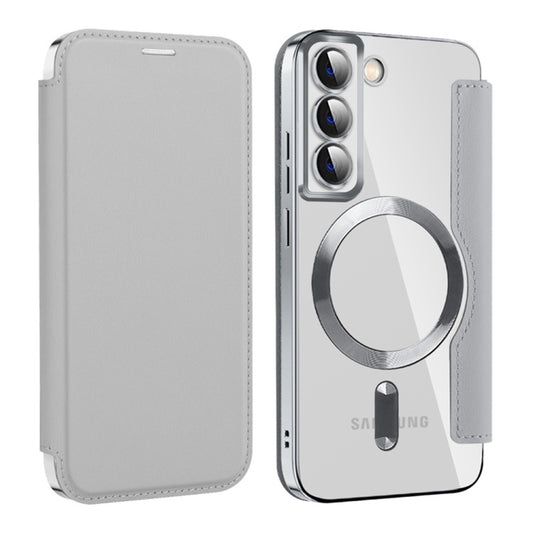 Coque MagSafe pour Samsung Galaxy S22 5G S901, Techsuit, SmartMag Book, Gris