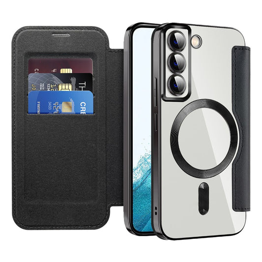 Coque MagSafe pour Samsung Galaxy S22 5G S901, Techsuit, SmartMag Book, Noire