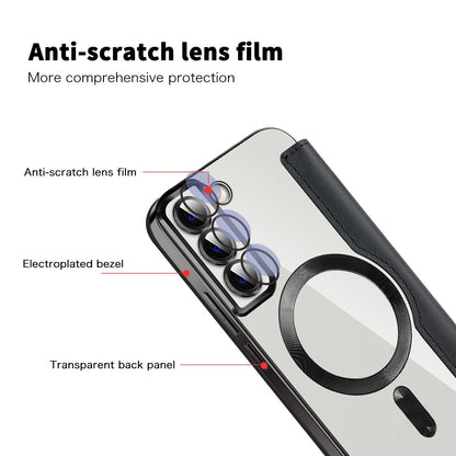 Coque MagSafe pour Samsung Galaxy S22 5G S901, Techsuit, SmartMag Book, Noire