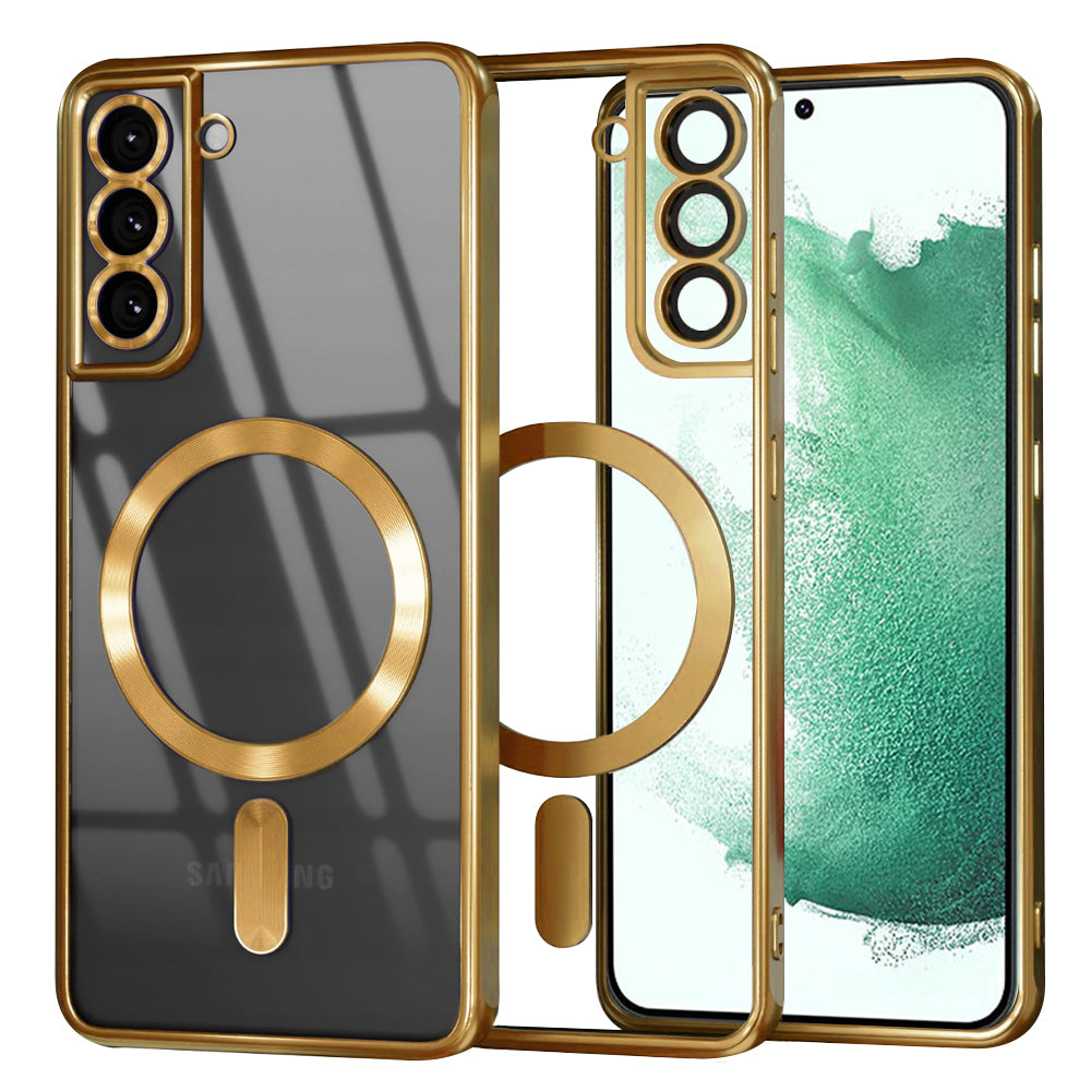 Coque MagSafe pour Samsung Galaxy S22+ 5G S906, Techsuit, Luxury Crystal, Dorée