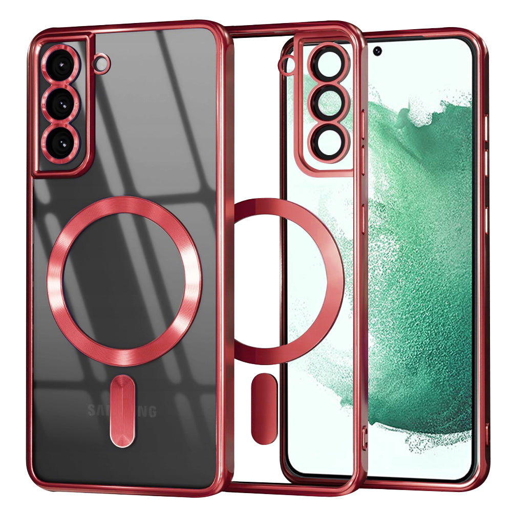 Coque MagSafe pour Samsung Galaxy S22+ 5G S906, Techsuit, Luxury Crystal, Rouge