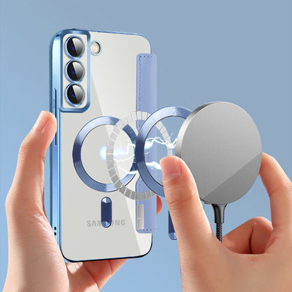 Coque MagSafe pour Samsung Galaxy S22+ 5G S906, Techsuit, SmartMag Book, Bleu