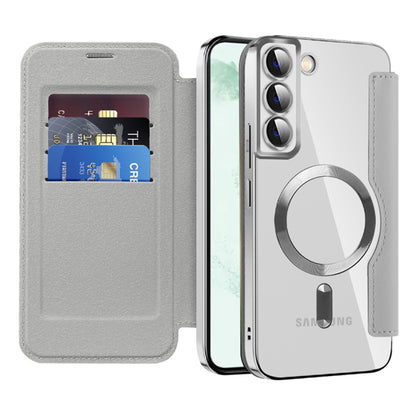 Coque MagSafe pour Samsung Galaxy S22+ 5G S906, Techsuit, SmartMag Book, Gris