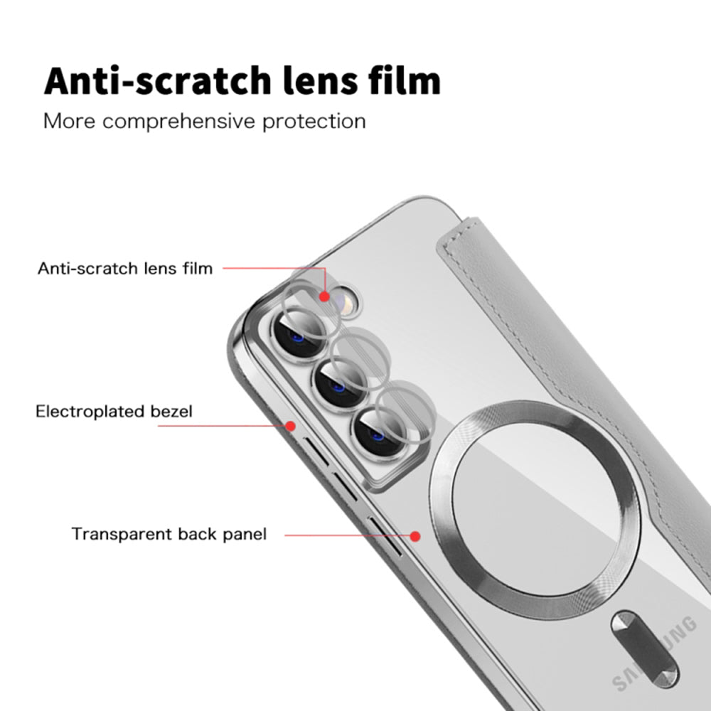 Coque MagSafe pour Samsung Galaxy S22+ 5G S906, Techsuit, SmartMag Book, Gris