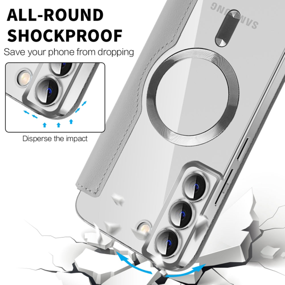 Coque MagSafe pour Samsung Galaxy S22+ 5G S906, Techsuit, SmartMag Book, Gris