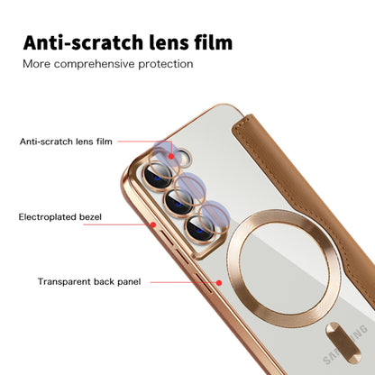 Coque MagSafe pour Samsung Galaxy S22+ 5G S906, Techsuit, SmartMag Book, Marron