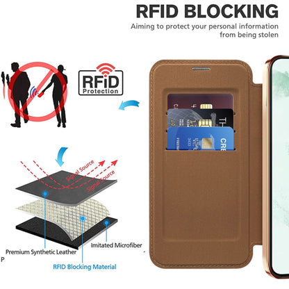 Coque MagSafe pour Samsung Galaxy S22+ 5G S906, Techsuit, SmartMag Book, Marron