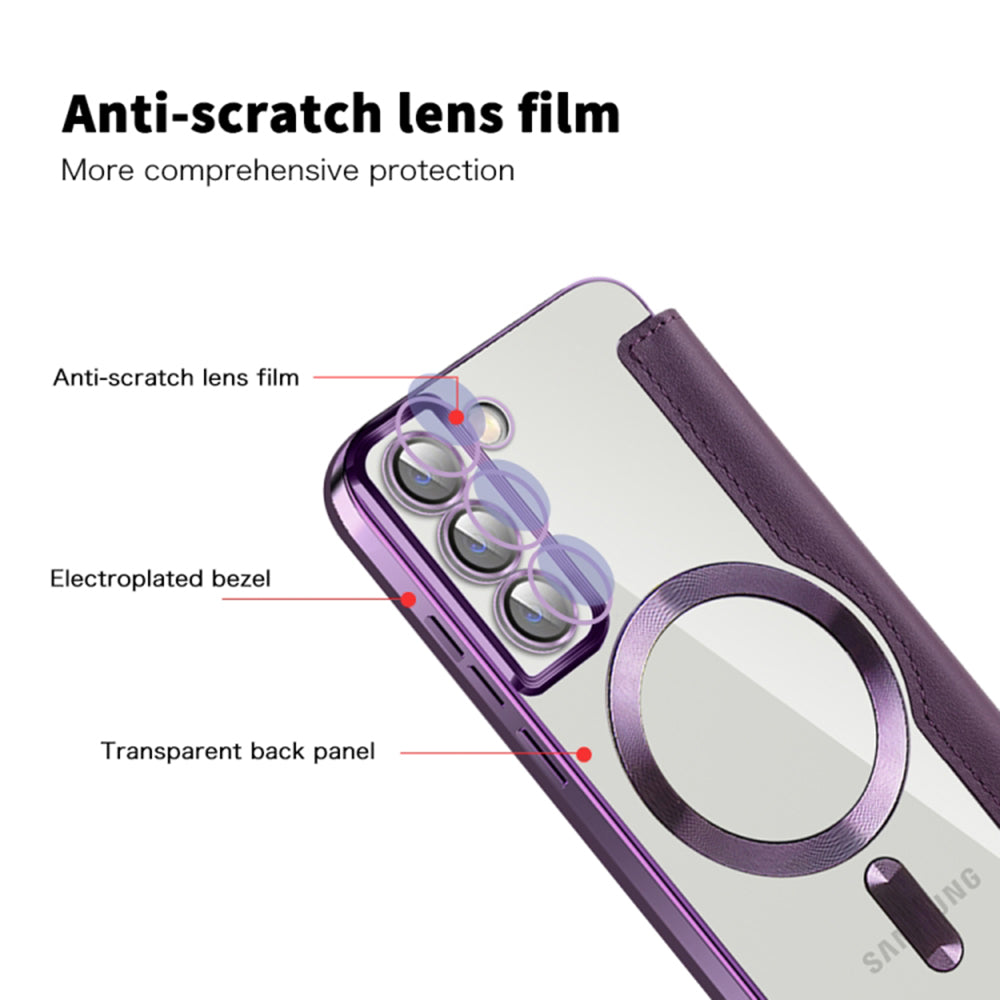 Coque MagSafe pour Samsung Galaxy S22+ 5G S906, Techsuit, SmartMag Book, Violet
